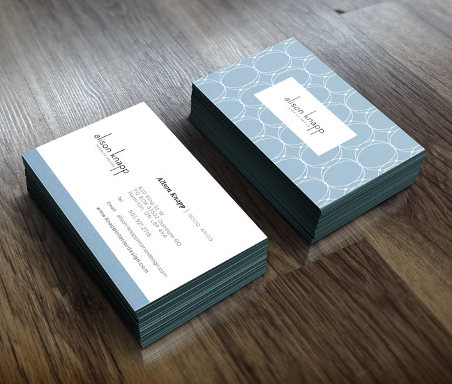 Alison Knapp Interior Design business cards on desk